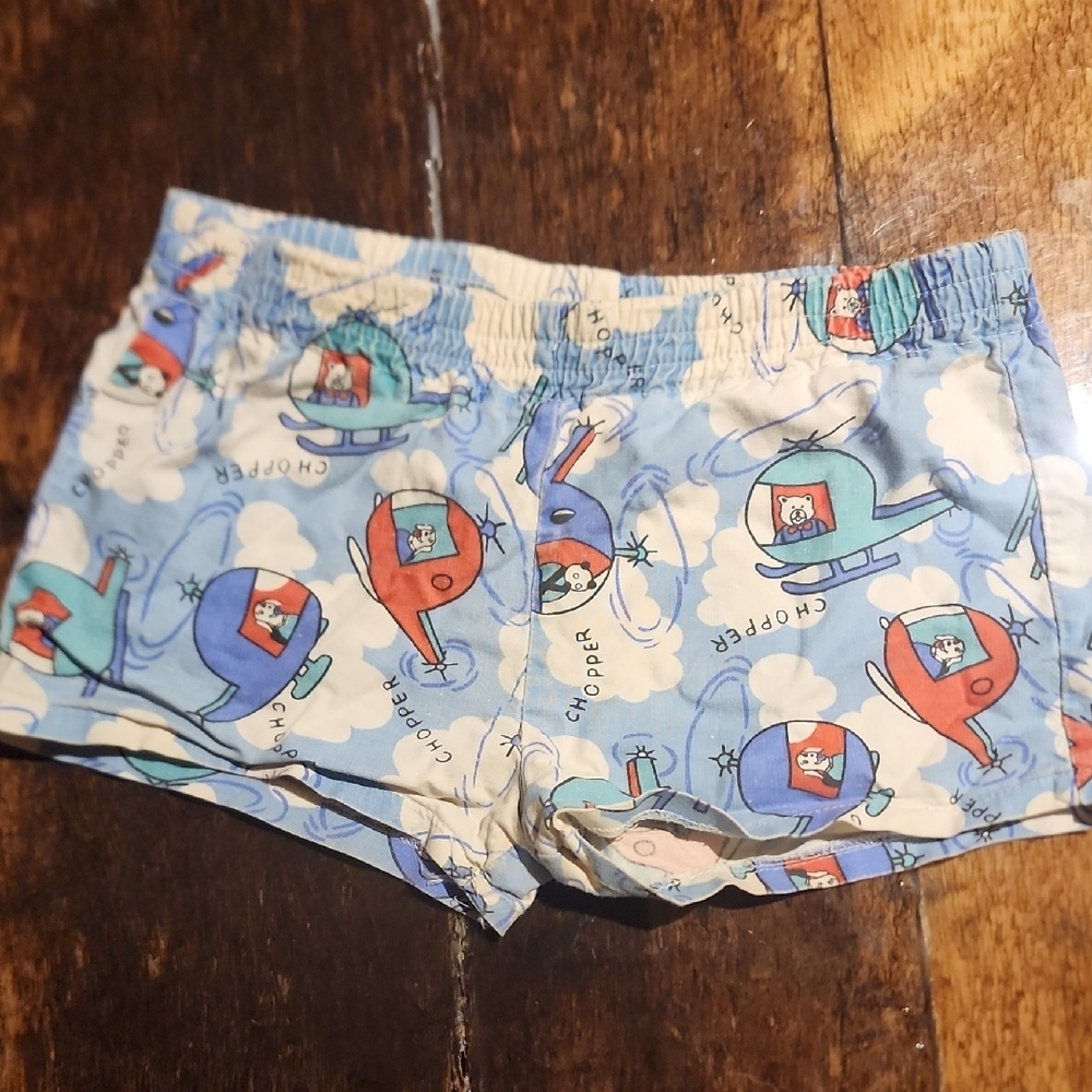 Helicopter Print Kids Shorts 90s Vintage